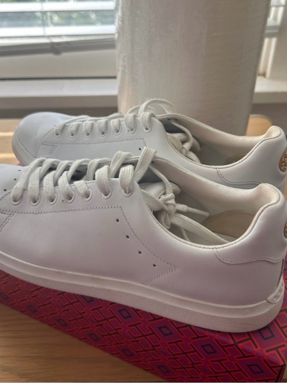 Tory Burch White Leather Low-Top Sneakers